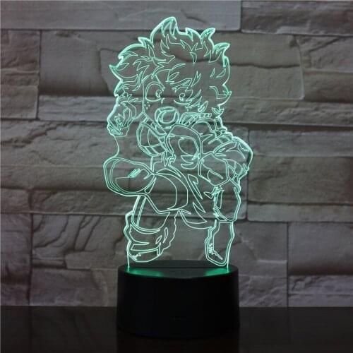 My Hero Academia Led Night Light Lamp Midoriya Izuku Figure Nightlight for Kids Bedroom Decoration Cool Birthday Gift 3d Lamp