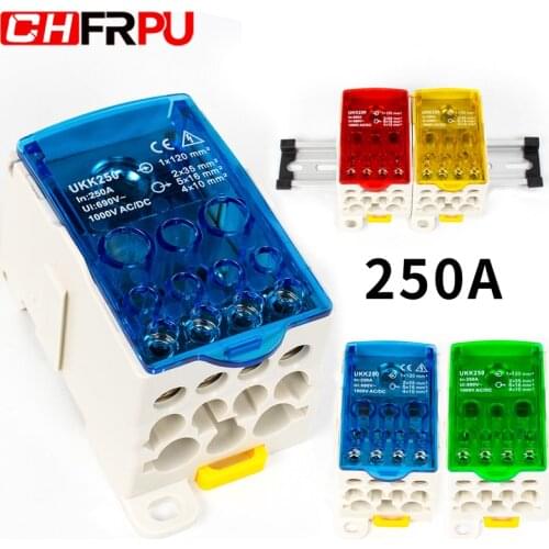 UKK 250A One in multiple-out distribution box Din Rail Terminal Blocks Universal wire connector junction box waterproof