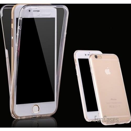 Smart Touch Screen Ultrathin Clear TPU Flexible Soft Double Cover Case For Apple iPhone 6 6S Plus 5 5S 5E 360 Degree Phone Cases