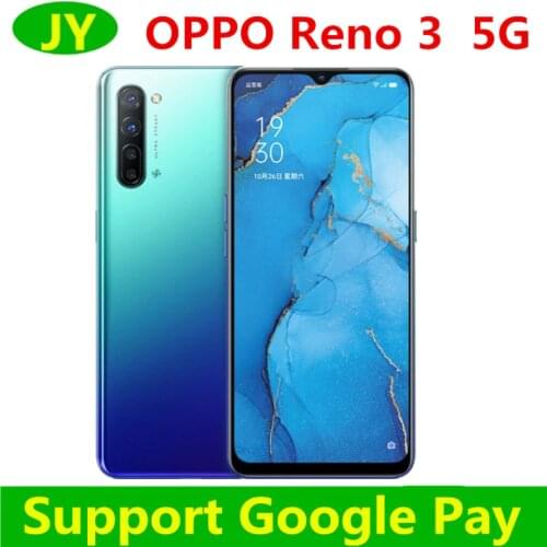 Stock new Oppo Reno 3 5G Mobile Phone Mediatek 1000L 6.4" 2400X1080 12G RAM 128G ROM 64.0MP 5 Cameras VOOC Screen Fingerprint