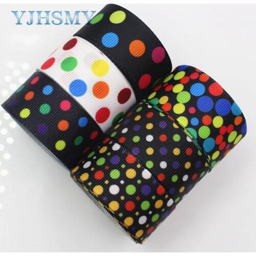 YJHSMY F-17622-170,10 yards,22/25 mm Dots Ribbons Thermal transfer Printed grosgrain Wedding Accessories DIY handmade material