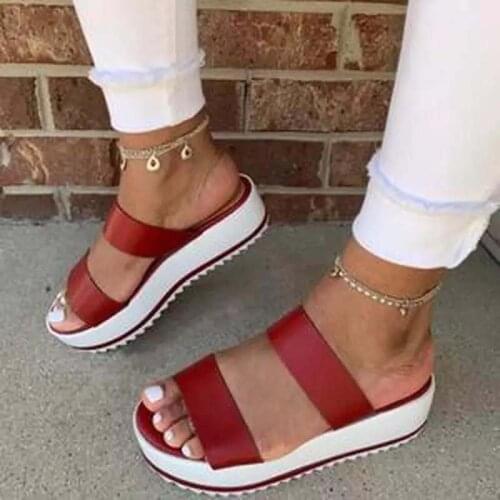 Woman Slippers Summer Sandals Flat Bottom Low-Heeled Womens Open Toe Sandals Casual Comfortable Non-Slip Sandalias Mujer 4f