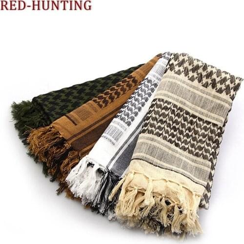 100% Cotton Military Shemagh Tactical Desert Arab Scarf 110*110cm Unisex Winter Keffiyeh Windproof Thick Muslim Scarves
