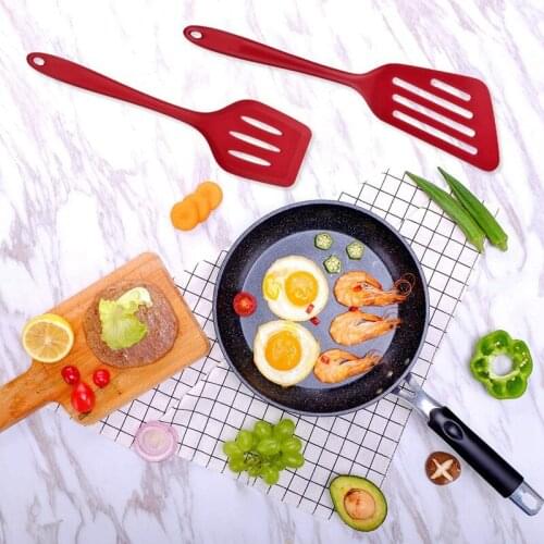 2 Pcs Silicone Slotted Fish Turner Spatula Flipper Spatulas for Non Stick Cookware Baking Cooking Heat Resistant