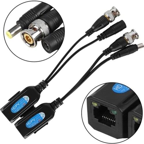 2pcs DC-8MHZ Passive CCTV Coax BNC Video Power Balun Transceiver to RJ45 Connector