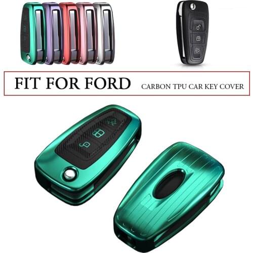 3 ButtonS High-Quality TPU Carbon Fiber Car Remote Key Cover Fob Shell Holder Protector For Ford Ranger C-Max S-Max Focus Galaxy