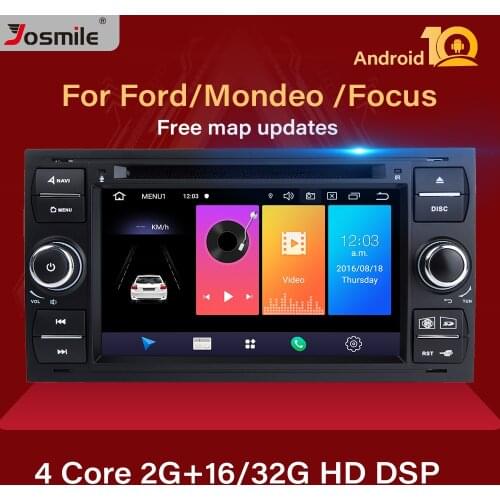 2 din Android 10 Car Radio For Ford Focus 2 3 mk2 Mondeo 4 Kuga Fiesta Transit Connect S-CMAX Multimedia GPS Navigationhead unit