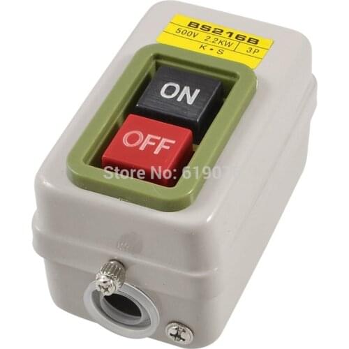 BS216B On/Off Self Locking Power Push Button Switch 3 Phase 500V 2.2KW