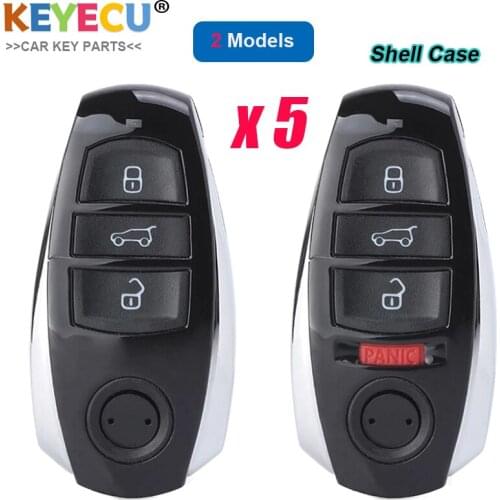 KEYECU 5PCS, Smart Remote Car Key Shell Case for Volkswagen Touareg 2011 2012 2013 2014 2015 2016, Fob 3 / 4 Button With Blade