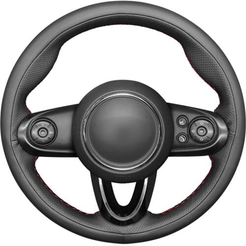 Black PU Faux Leather DIY Hand-stitched Car Steering Wheel Cover for Mini Cooper Coupe Clubman Countryman 2014-2020