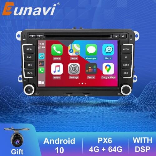 Eunavi 2 Din Android 10 Car Radio DVD GPS For VW GOLF 5 6 Polo Bora Jetta B6 B7 Passat Tiguan Multimedia Video Player 7inch Auto