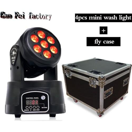 Flight Case With LED Mobile DJ Wash 7X12W RGBW Mini Moving Head Light DMX Spotlight For Event Disco Party Nightclub