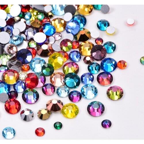 Super Glitter ss3 Crystal AB Flat Back Non HotFix Nail art Rhinestone 3D Glass Nail Art Decorations Garment Mix Rhinestone