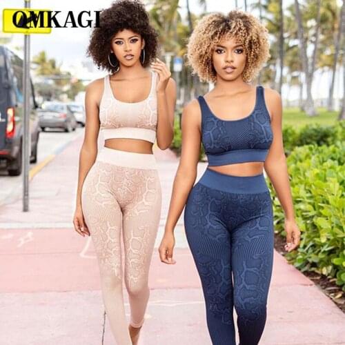 OMKAGI Yoga Set Women Gym Clothing Workout Sportswear Fitness Seamless High Waist Leggings Sport Suits Yoga Suits for Women