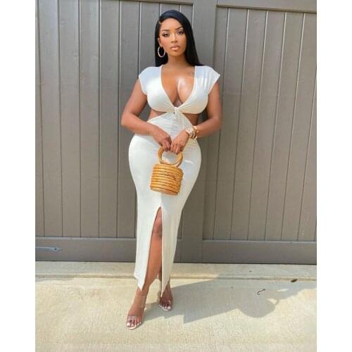 Summer Sexy Dress Solid Fashion V-neck Dresses for Women Vintage Party Birthday Y2k Clothes Harajuku Vestidos Wholesale Items