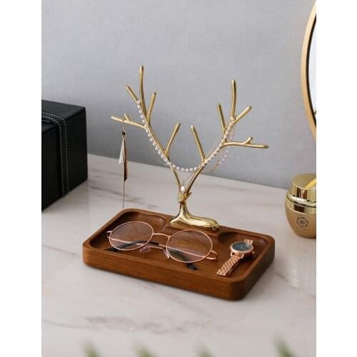 Storage Tray Light Luxury Style Solid Wood Doctrine Girl Room Bedroom Desktop Dressing Table Finishing Rack Jewelry Rack Key Box