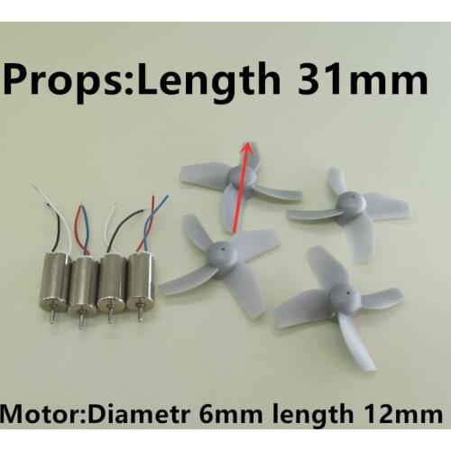 Mini 612 6*12 Diameter 6mm Length 12mm 0.8mm 3.7V Motor Coreless 31mm 3.1cm Props R/C Toys DIY Drone Quadcopter Rc Spare Parts