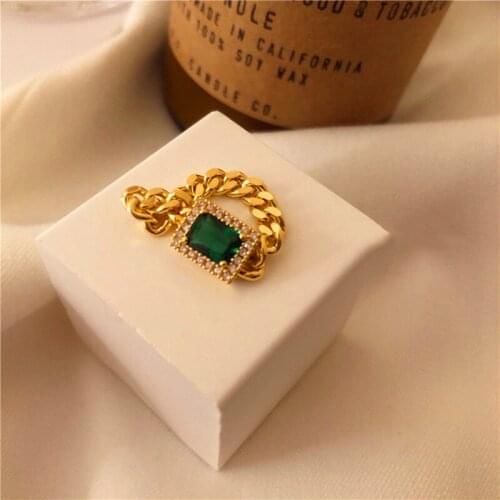 Miuoxion Vintage Inlaid Zircon Chain Ring Personality Fashion Hip Hop Jewelry For Women Feature Namour Charm Gift All Seasons
