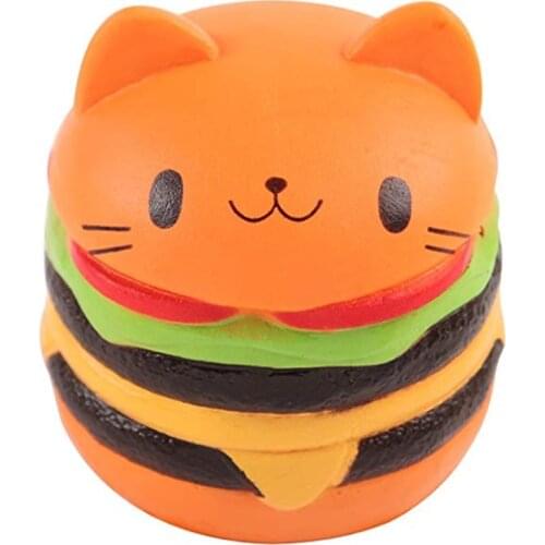 Jumbo Cat Face Burger Squishy Simulated Bread PU Scented Soft Slow Rising Squeeze Toys Stress Relief Baby Kid Toy Xmas Gift