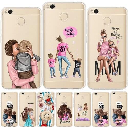 Black Brown Hair Baby Mom Girl Soft TPU Case Cover For Coque Xiaomi Mi A1 A2 Mi 8 Redmi 4A 5A 6A 4X 5 Plus 6 Pro Note 4 4X 5