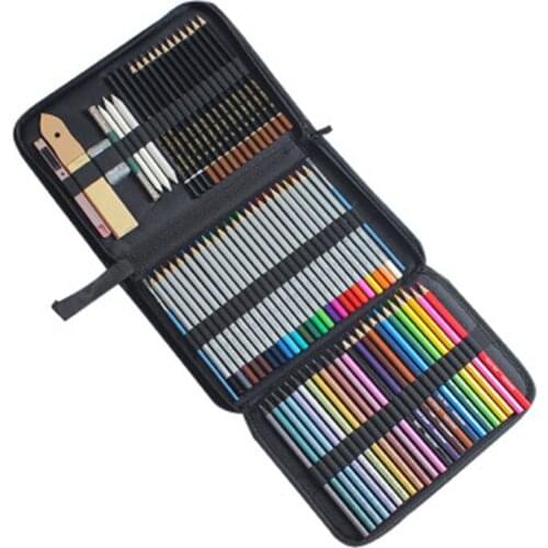Pencils And Sketch Set Kit Complete Artist Kit Includes Zippered Carry Case Art Student Drawing 20*9.3*3.7CM