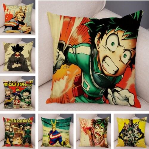 My Hero Academia Pillow Case Decor Cartoon Japanese Anime Print Pillowcase Super Soft Plush Cushion Cover for Sofa Home Car
