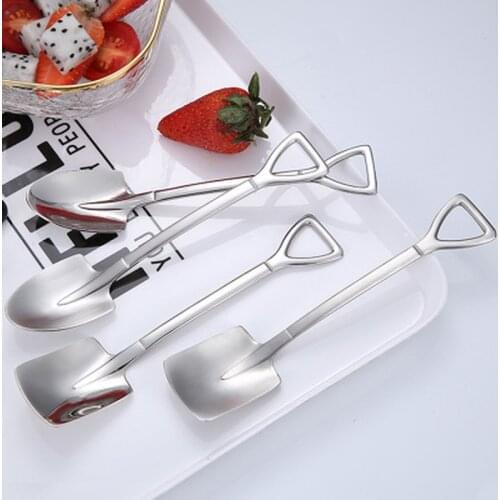 Stainless Steel coffee Scoop Iron Shovel Shape Dessert Spoon Food Ice Cream Candy Tea Spoon Tableware Drinkware Tools