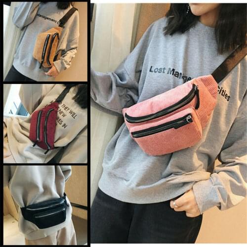 2019 new Korean casual corduroy wild dumpling bag ladies casual waist bag womens bag shoulder diagonal bag