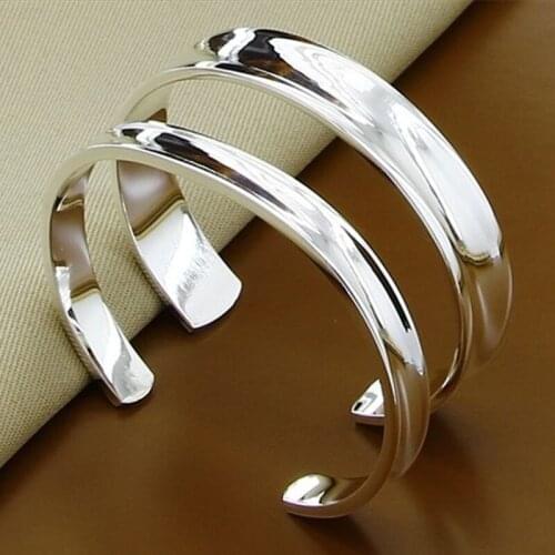 2019 New Classic 925 Sterling Silver Fashion Exquisite Open Bangles Bracelet Jewelry Women Men Couple Jewelry Bijoux