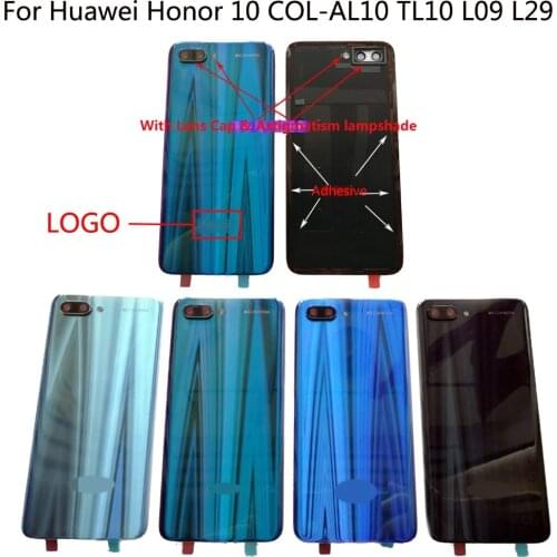 100% Orig New For Huawei Honor 10 COL-AL10 COL-TL10 COL-L09 COL-L29 Glass Rear Back Door Housing Battery Door Cover + Adhesive