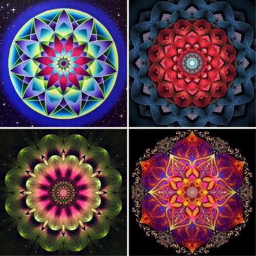 Full Square Round Diamond Painting Mandala Cross Stitch Geometric Diamond Art Embroidery Picture with Rhinestones Handmade Gift