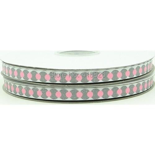 Q&N ribbon 3/8inch 9mm 140916035 with Glitter Dots Printed grosgrain ribbon 50yds/roll free shipping