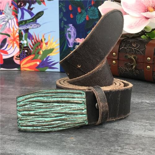 Metal Vintage Belt Buckle Leather Belt Men Long Belt Men Jeans Belts For Men Ceinture Cowboy Western Waist Trouser Belt MBT0039
