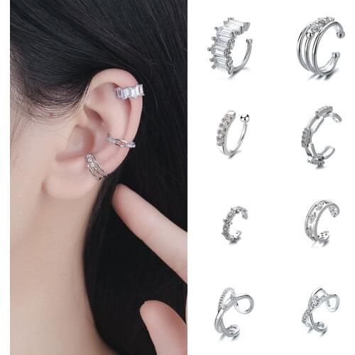 1PC Smooth Ear Cuffs Clip Earrings for Women Charming Line Zircon No Piercing Fake Cartilage Earrings Women Earring Jewelry