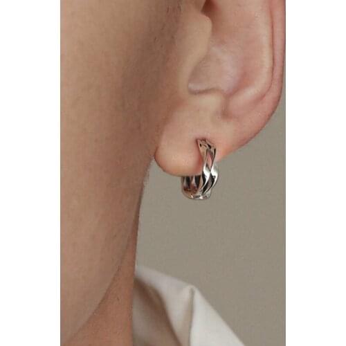 925 Silver Fashion Hoop Earrings For Men Women Simple Wave Design Hip Hop Punk Jewelry For Wedding Party Birthday Gifts