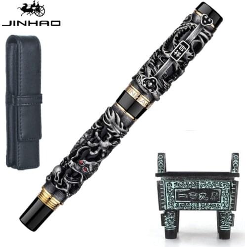 Jinhao Dragon and Phoenix Ballpoint Pen Luxury 0.7mm Nib Heavy Metal Rollerball Pen Business Gift Office Supplies