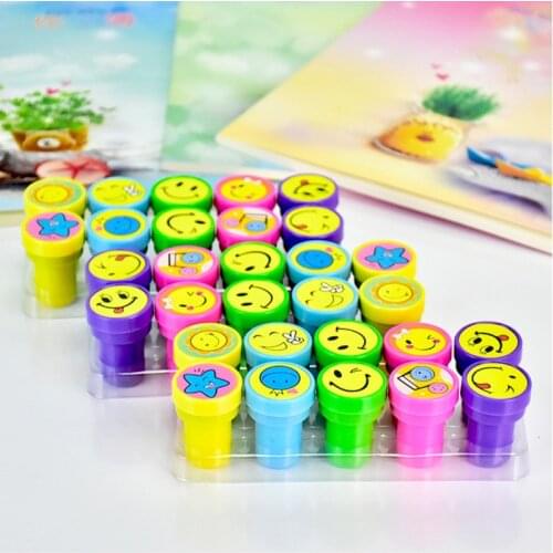 10pcs/Set Children Toy Stamps Cartoon Smiley Face Kids Seal For Scrapbooking Stamper DIY Painting Photo Album Decor
