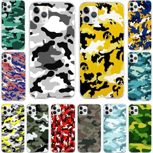 Silicone For iPhone 12 Mini Case 12 Pro Max Camouflage Military Camo Soft TPU Cover Phone Case Apple iPhone 12Pro 360 protective