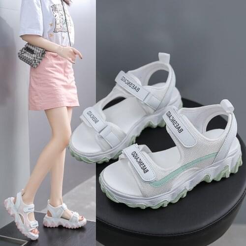Sporty Sandals 2021 Summer Thick-Soled Breathable Casual Sandals Womens Wild Soft-Soled Beach Shoes Trendy Light Sports Shoes