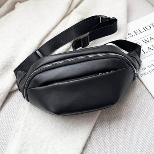 2021 Fashion Crossbody Bags PU Women Waist Bag Black Belt Pack Solid Color Phone Pouch Purse Female Chest Bag Hip Waist Pack