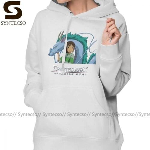 Japanese Dragon Hoodie Spirited Away Chihiro And Haku Studio Ghibli Hoodies Gray Cotton Hoodies Women Streetwear Pullover Hoodie