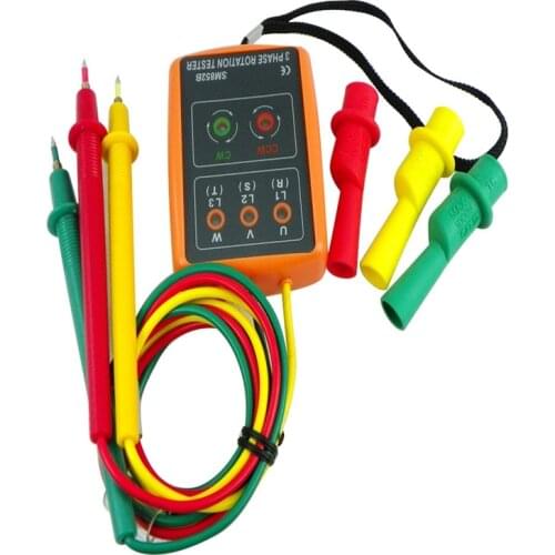 3 Phase Rotation Tester Digital Phase Indicator Detector LED + Buzzer SM852B Phase Sequence Meter 60V~600V AC Three Phase