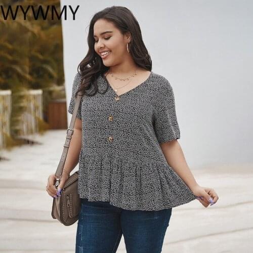 WYWMY Women Blouse 2021 Summer Casaul Floral Print Petticoat Tops Vintage Female Short Sleeve Shirts Plus Size Tunic Chemise