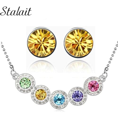 Jewelry Sets Bean Design Fashion Wedding Bridal Zircon Rhinestones Pendant Necklace Earrings