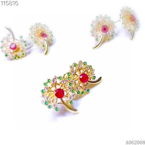 KJJEAXCMY fine jewelry 925 sterling silver inlaid natural ruby ear studs trendy ladies earrings support testing