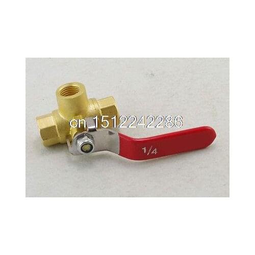 Female Full Ports Brass Ball Valve Three Way 1/4 In BSPP Connection
