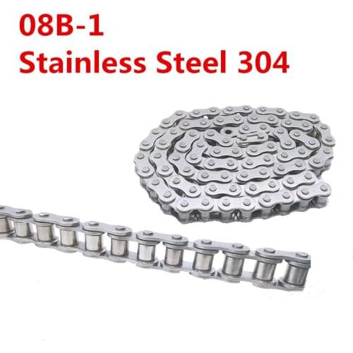 1PCS 1.5m Length 120 Links 08B-1 ANSI Standard Stainless Steel Single Transmission Drive Roller Chain