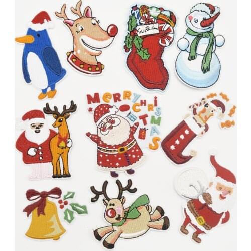 100pcs Christmas Santa Claus snowman Patch iron on applique for Kids Festival Patches Badges