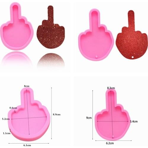 2PCS Shiny Love Sign Hand Middle Finger Silicone Molds Diy Jewelry Mold Craft Keychain Epoxy Resin Mould Craft