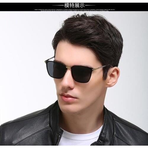 2020 new fashion polarized sunglasses male UV400 square dazzling color classic brand designer outdoor fashion metal glasses 0864